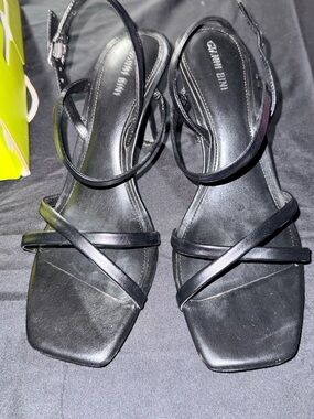 Gianni Bini Black Strappy Square-Toe Sandals